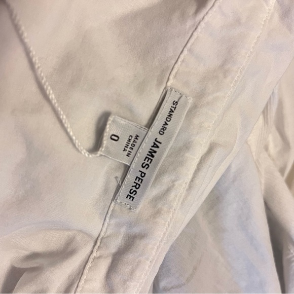 James Perse White Button Down Rib Knit Side Short Sleeve Top Size 0 - Picture 12 of 15